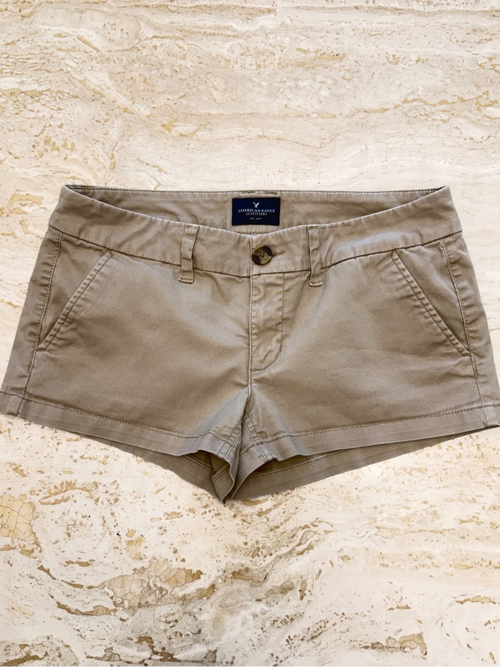 American Eagle Outfitters Olive-Tan Cotton Bermuda Shorts